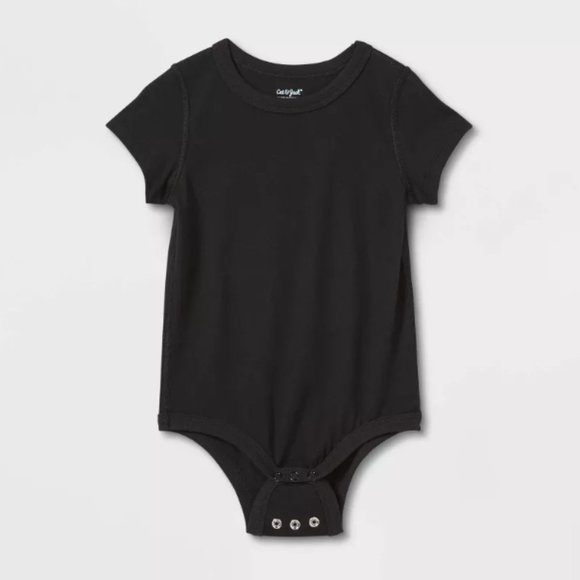 Cat & Jack Toddler Kids' Short Sleeve Crotch Snaps Bodysuit Black S(6/7) NWT - Picture 1 of 7